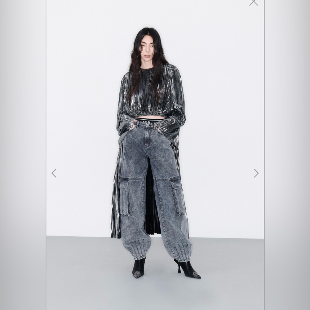 YCH Stylish Gray Fashion Cargo Jeans for Women